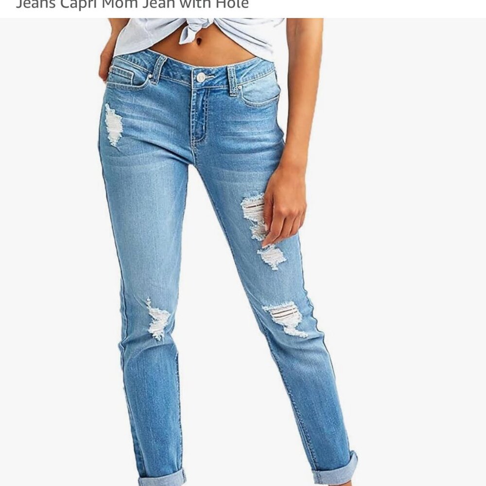 Resfeber Distressed Ripped Stretchy Skinny Boyfriend Jeans, Size 8